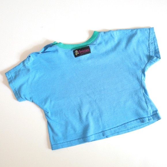 Vintage Rainbow Elephants Tee + Blue Plaid Shorts SET / 12-18M - Picture 6 of 11